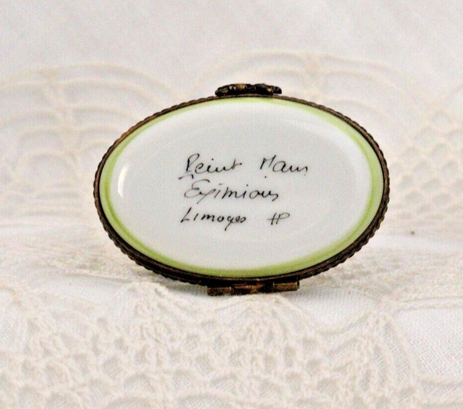 Rabbit Trinket Box: Vintage Hand-Painted Porcelain (Oval Shape)