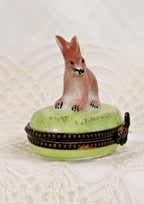 Rabbit Trinket Box: Vintage Hand-Painted Porcelain (Oval Shape)