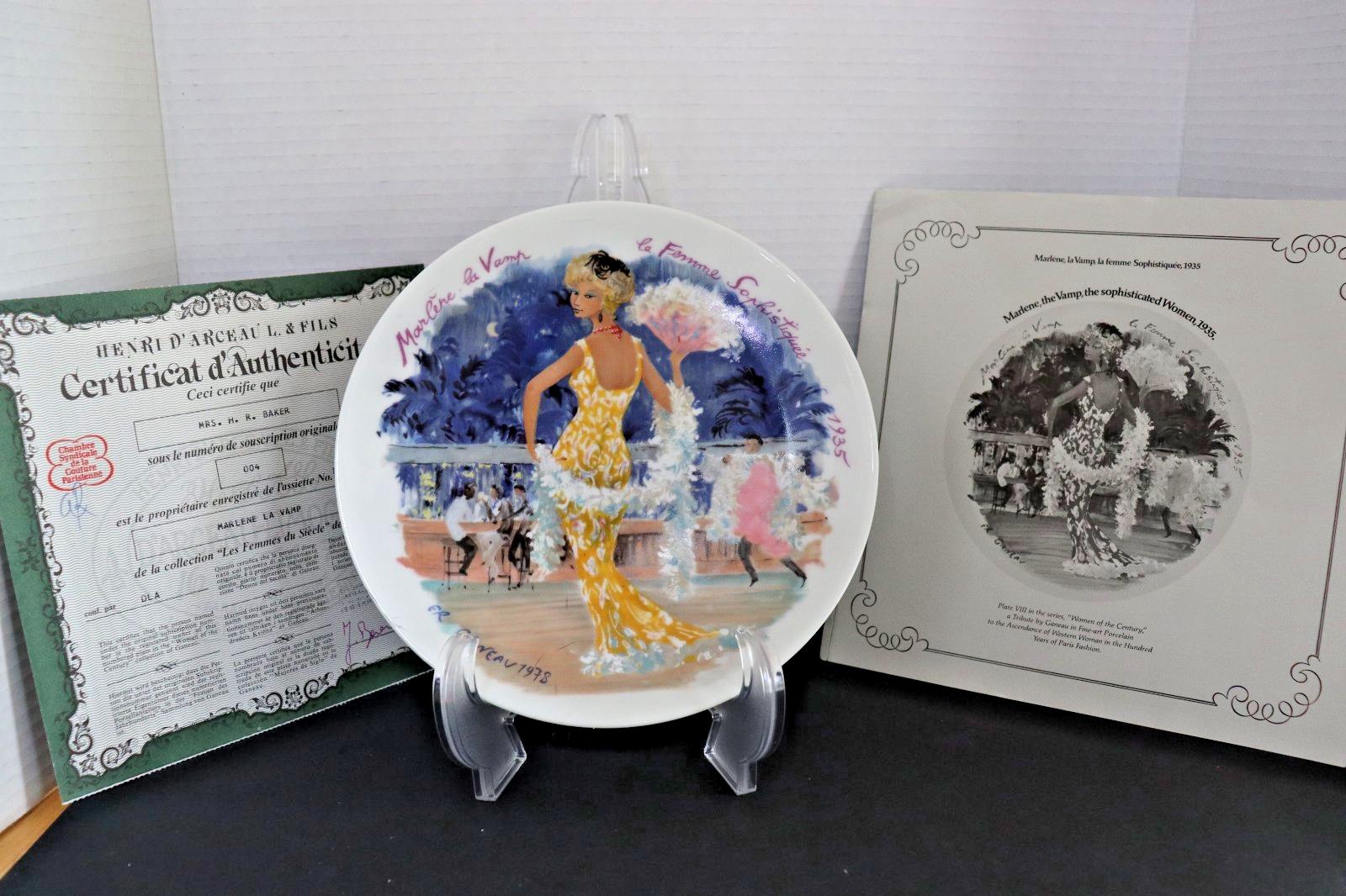 Art Deco Marlene Dietrich Plate - Vintage 1935 Limoges Porcelain