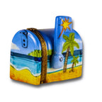 Limoges France Beach Mailbox Trinket Box Tropical Coastal Scene Limited Edition