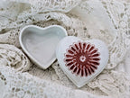 Limoges France Heart Trinket Box Maroon Floral Pattern Hand Painted Porcelain