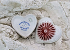Limoges France Heart Trinket Box Maroon Floral Pattern Hand Painted Porcelain