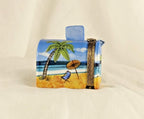 Limoges France Beach Mailbox Trinket Box Tropical Coastal Scene Limited Edition