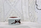 Limoges France Heart Trinket Box Maroon Floral Pattern Hand Painted Porcelain