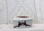 Limoges France Heart Trinket Box Maroon Floral Pattern Hand Painted Porcelain