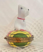 Limoges France Peint Main Signed Westie/Scottie Dog Trinket Box
