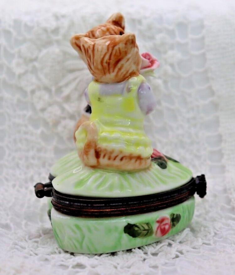 Vintage Porcelain Terrier Dog Trinket Box | Hand Painted Romantic Puppy Keepsake Box | Dog Lover Gift Collectible