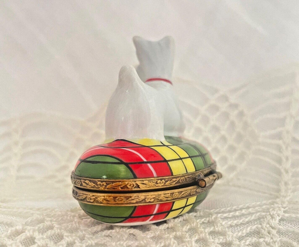 Limoges France Peint Main Signed Westie/Scottie Dog Trinket Box