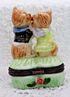 Vintage Porcelain Terrier Dog Trinket Box | Hand Painted Romantic Puppy Keepsake Box | Dog Lover Gift Collectible