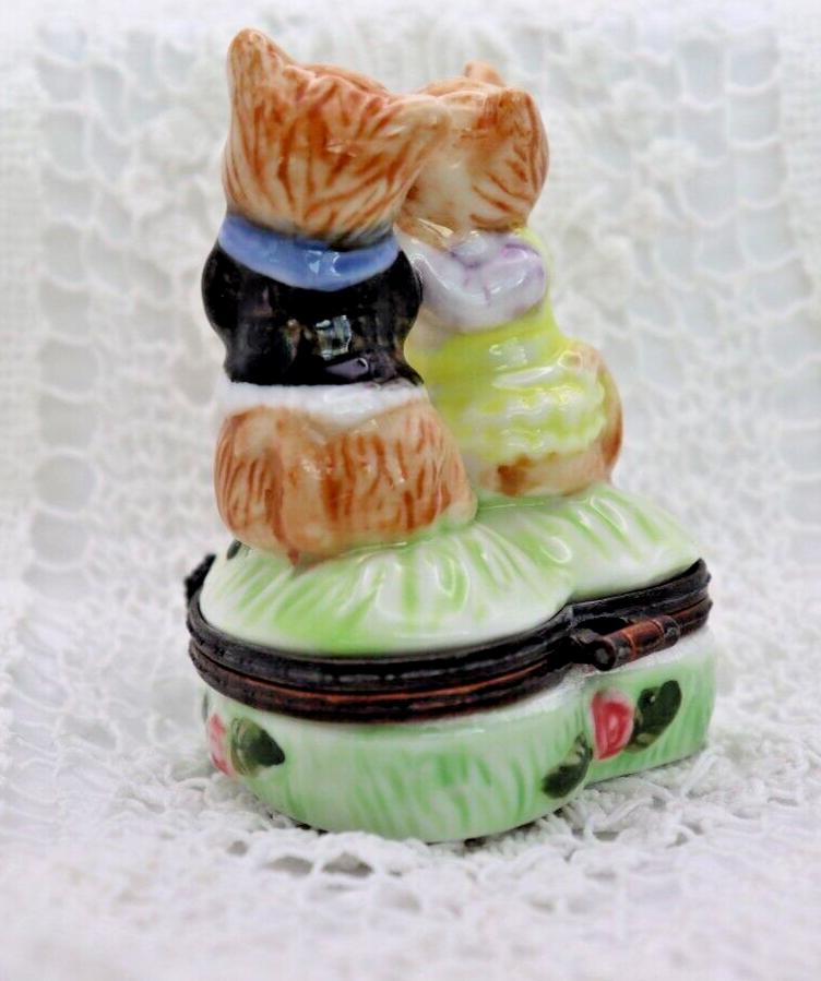 Vintage Porcelain Terrier Dog Trinket Box | Hand Painted Romantic Puppy Keepsake Box | Dog Lover Gift Collectible