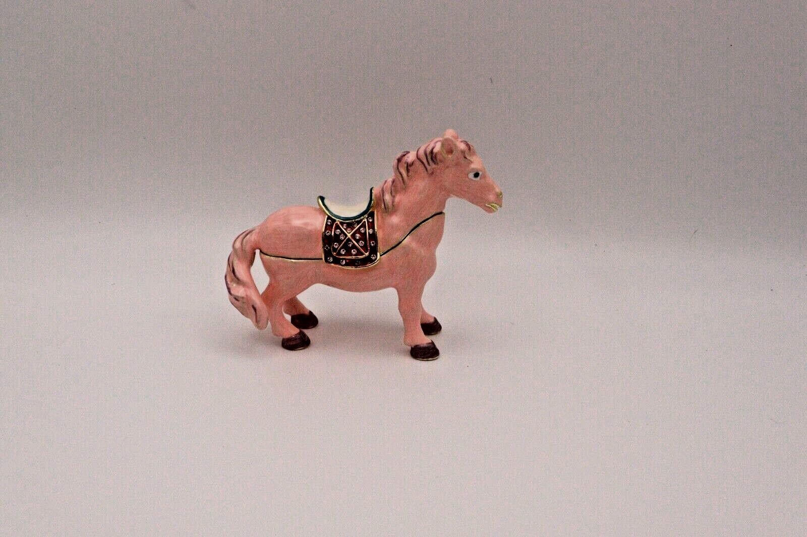 Keren Kopal Pink Horse Trinket Box | Jeweled Enamel Pony Keepsake Box | Swarovski Crystal Collectible