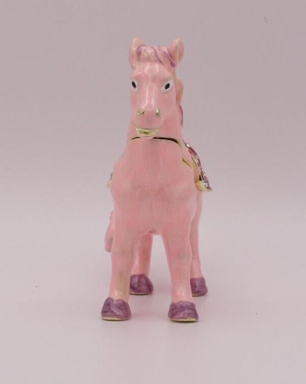 Keren Kopal Pink Horse Trinket Box | Jeweled Enamel Pony Keepsake Box | Swarovski Crystal Collectible