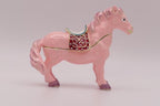Keren Kopal Pink Horse Trinket Box | Jeweled Enamel Pony Keepsake Box | Swarovski Crystal Collectible