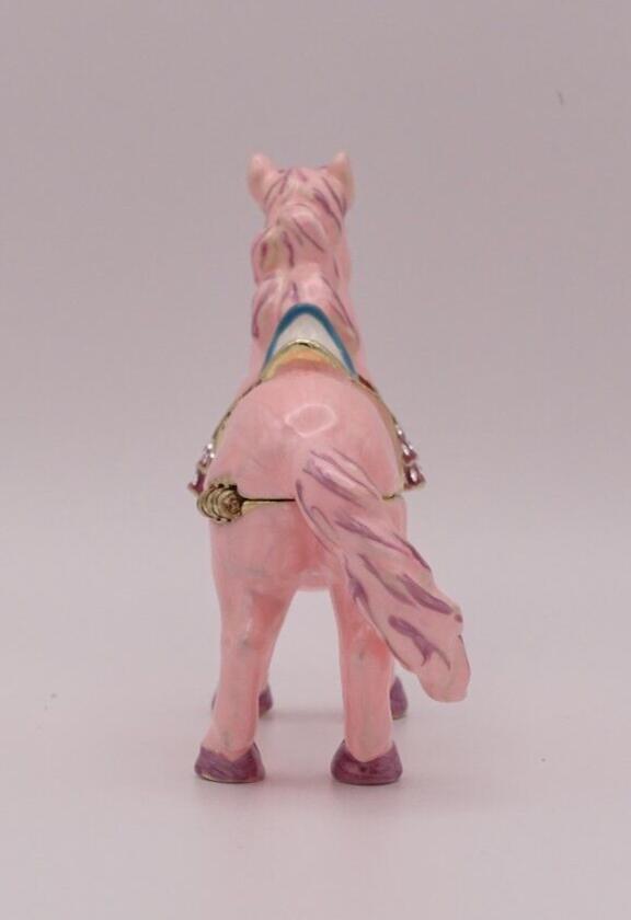 Keren Kopal Pink Horse Trinket Box | Jeweled Enamel Pony Keepsake Box | Swarovski Crystal Collectible