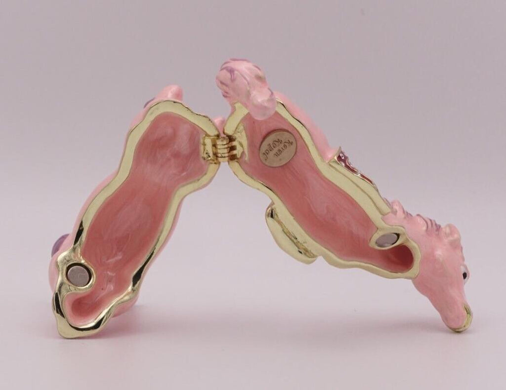 Keren Kopal Pink Horse Trinket Box | Jeweled Enamel Pony Keepsake Box | Swarovski Crystal Collectible