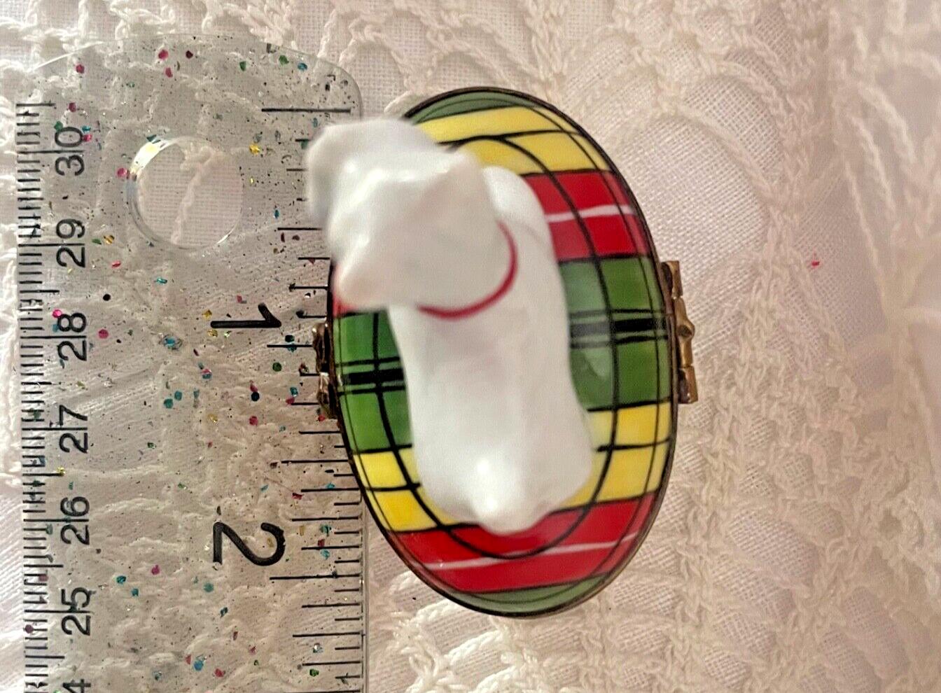 Limoges France Peint Main Signed Westie/Scottie Dog Trinket Box