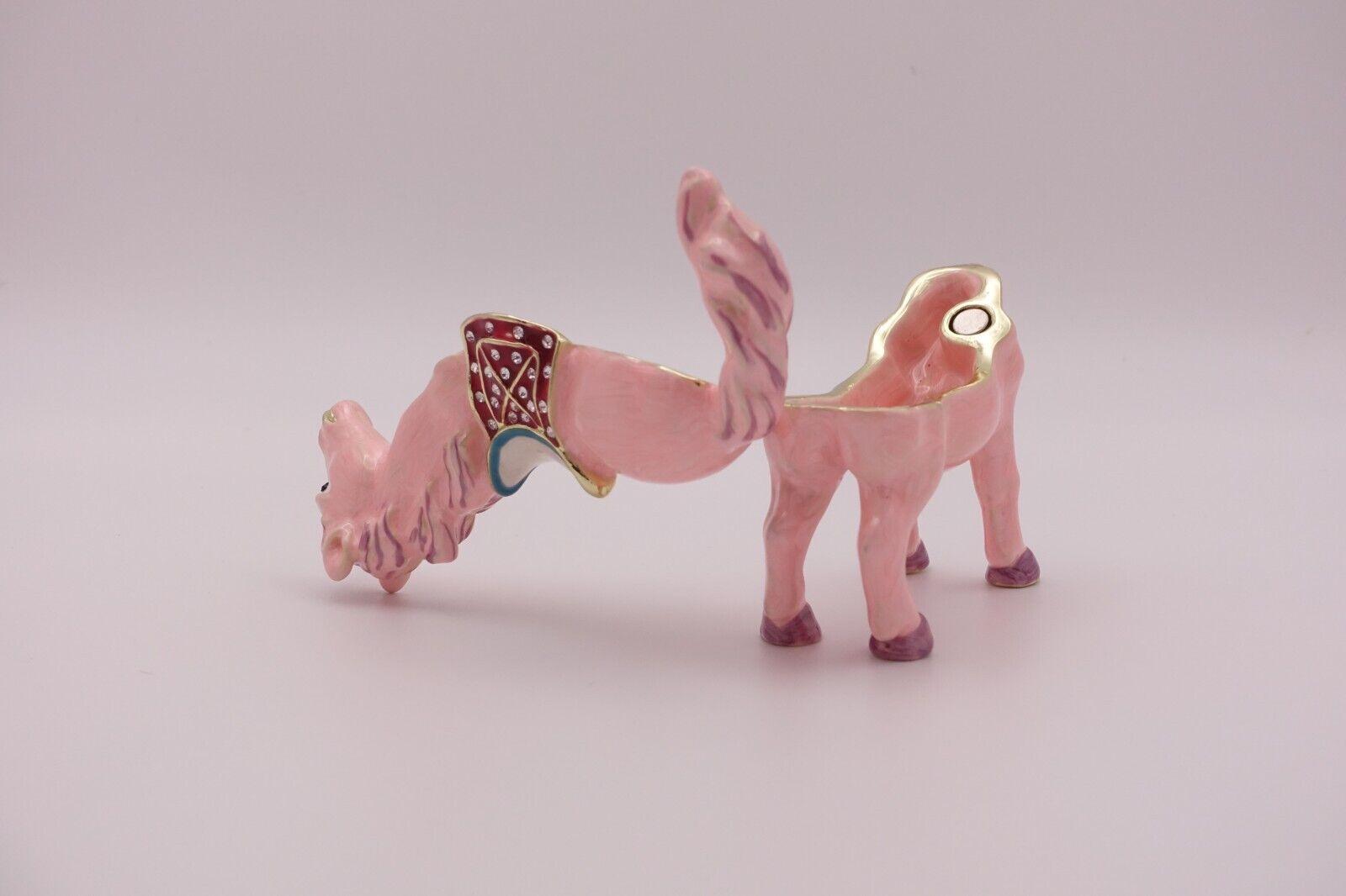 Keren Kopal Pink Horse Trinket Box | Jeweled Enamel Pony Keepsake Box | Swarovski Crystal Collectible
