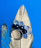 Bauble Ring with Silver Band - Black and Clear Contrast