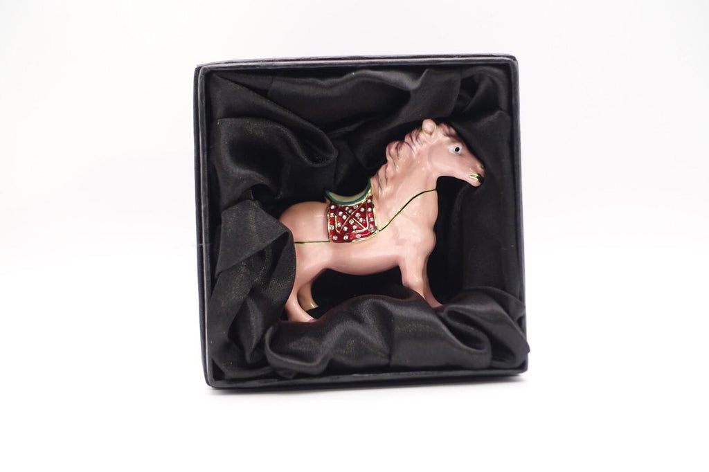 Keren Kopal Pink Horse Trinket Box | Jeweled Enamel Pony Keepsake Box | Swarovski Crystal Collectible