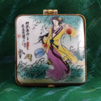 Limoges Style - Japanese Geisha Trinket Box Vintage Hand Painted Collectible