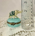 Limoges Castel France Elephant Trinket Box Green Star Pattern Porcelain
