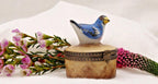 Vintage Bluebird Trinket Box | Hand Painted Porcelain Bird Keepsake Box | Hinged Floral Collectible Gift