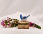 Vintage Bluebird Trinket Box | Hand Painted Porcelain Bird Keepsake Box | Hinged Floral Collectible Gift