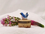 Vintage Bluebird Trinket Box | Hand Painted Porcelain Bird Keepsake Box | Hinged Floral Collectible Gift
