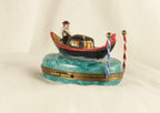 Limoges France Venetian Gondola Trinket Box Oval Porcelain Ltd Ed Repaired