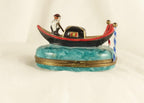 Limoges France Venetian Gondola Trinket Box Oval Porcelain Ltd Ed Repaired