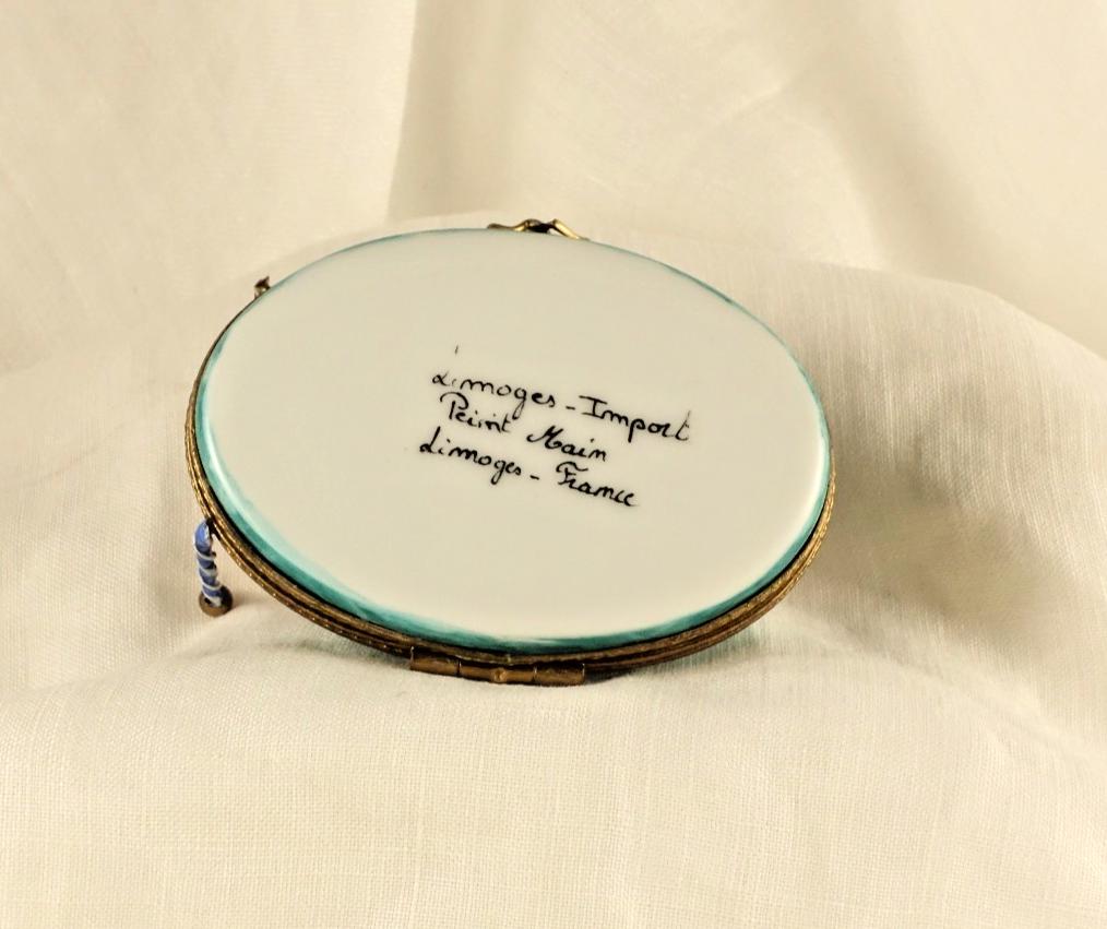 Limoges France Venetian Gondola Trinket Box Oval Porcelain Ltd Ed Repaired