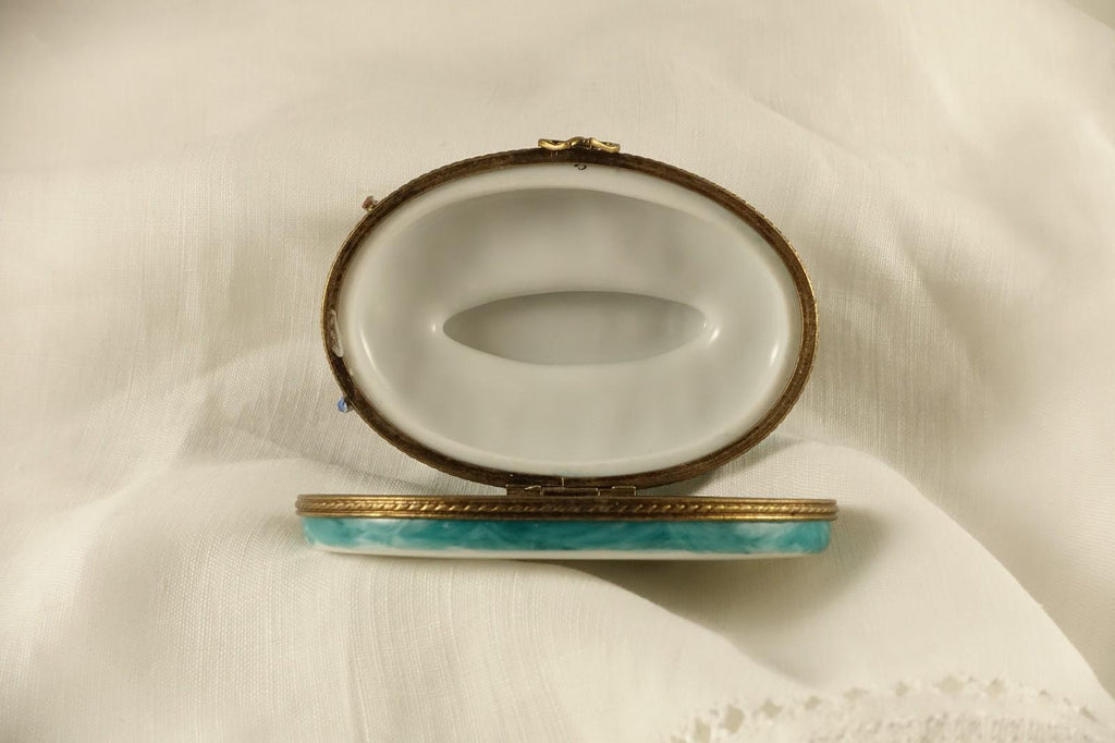 Limoges France Venetian Gondola Trinket Box Oval Porcelain Ltd Ed Repaired