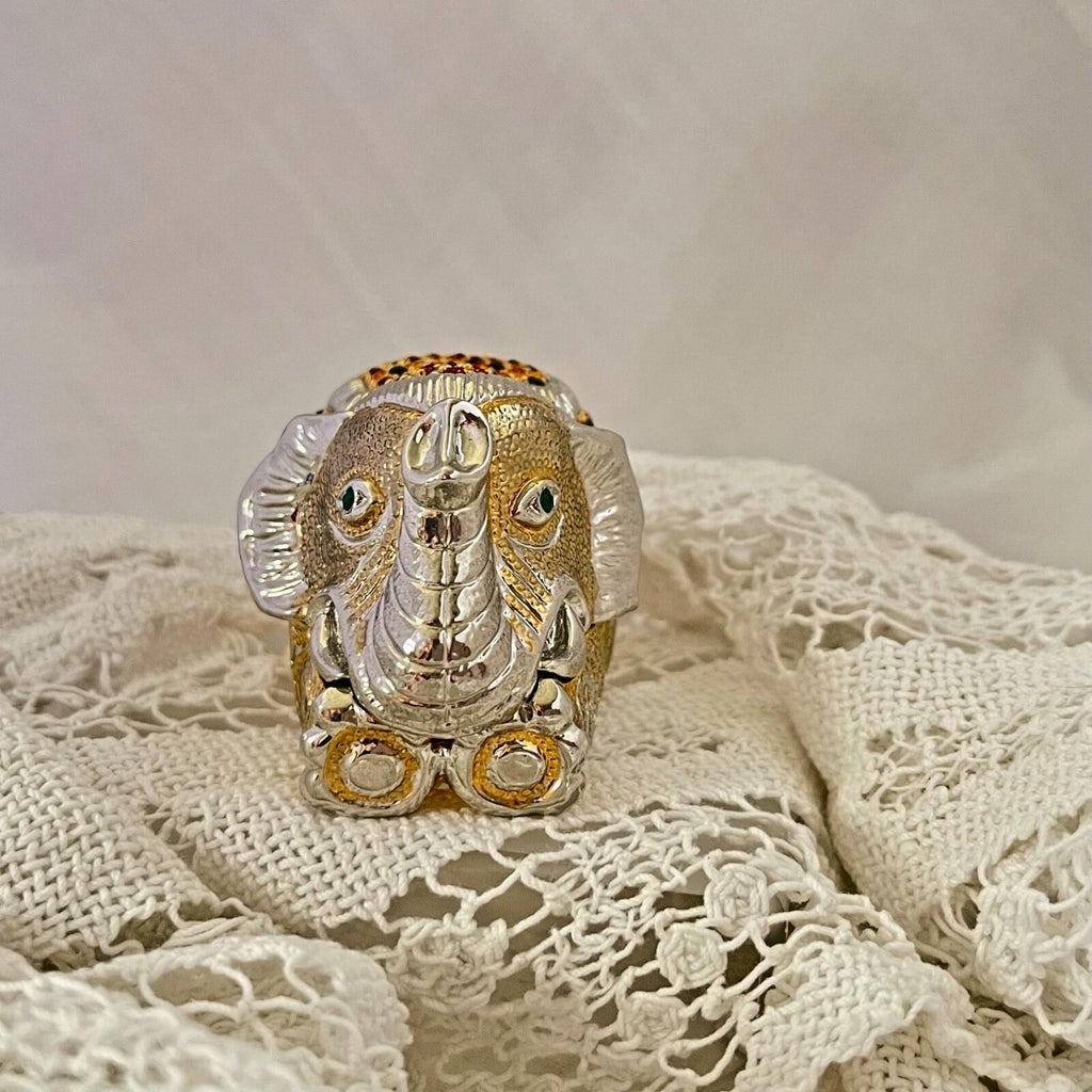 Jeweled Indonesian Elephant Trinket Box Enamel Crystal Keepsake Box (magnetic closure)