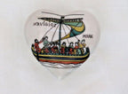 Limoges France Heart Trinket Box Bayeux Tapestry Hand Painted Porcelain