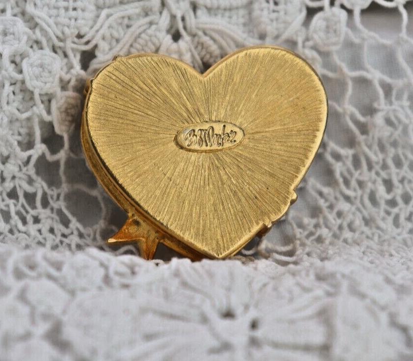 Bob Mackie Red Heart Trinket Box Crystal Pill Box Collectible