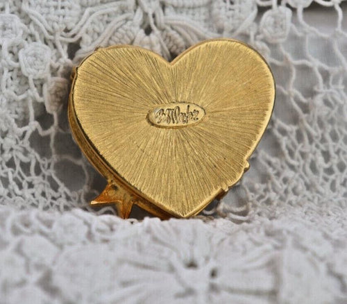 Bob Mackie Red Heart Trinket Box Crystal Pill Box Collectible