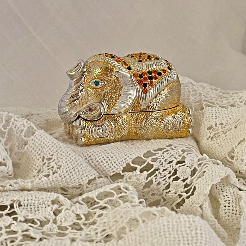 Jeweled Indonesian Elephant Trinket Box Enamel Crystal Keepsake Box (magnetic closure)