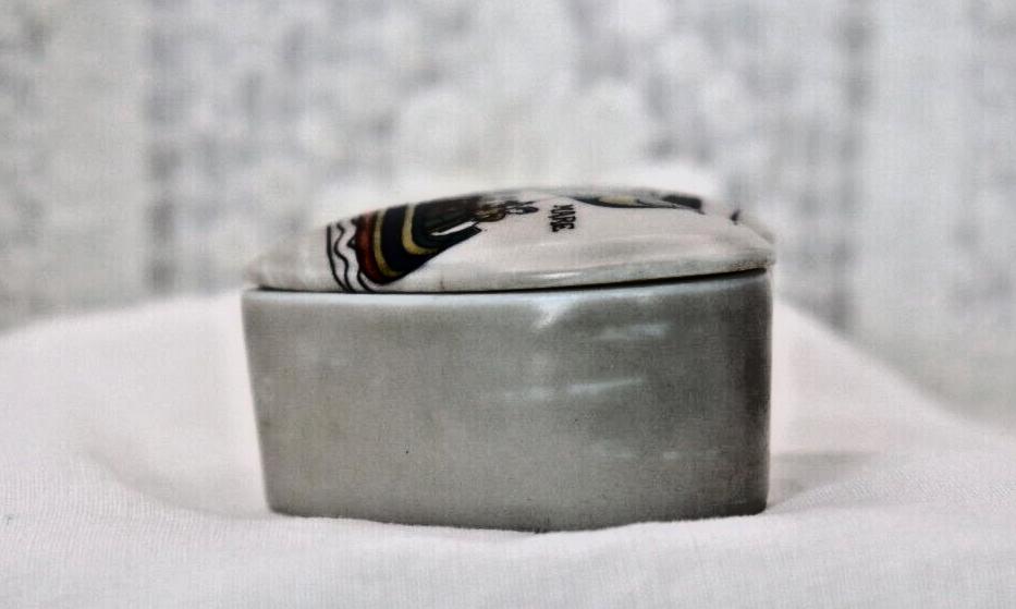Limoges France Heart Trinket Box Bayeux Tapestry Hand Painted Porcelain