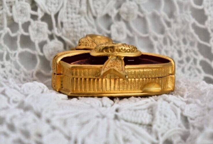 Bob Mackie Red Heart Trinket Box Crystal Pill Box Collectible
