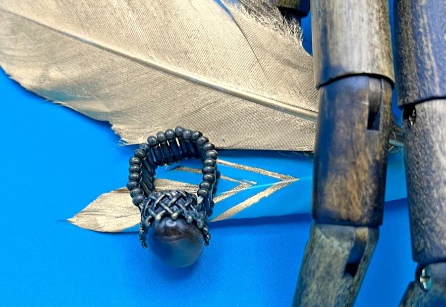 Stretchy Faux Tiger Stone ring