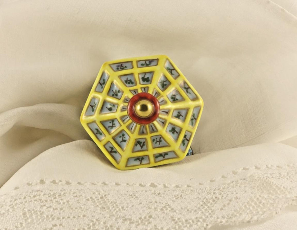 Limoges France Peint Main Garden Gazebo Trinket Box Hand Painted Porcelain