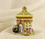 Limoges France Peint Main Garden Gazebo Trinket Box Hand Painted Porcelain