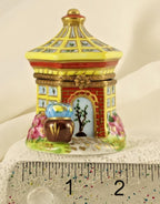 Limoges France Peint Main Garden Gazebo Trinket Box Hand Painted Porcelain