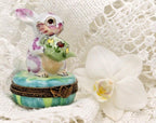 Limoges Porcelain Trinket Box, Rabbit with Watering Can (Hand-Painted)