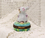 Limoges Porcelain Trinket Box, Rabbit with Watering Can (Hand-Painted)