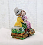 Limoges Porcelain Trinket Box, Kissing Couple (3 x 2 inches)