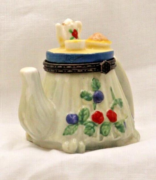 Porcelain Teapot Trinket Box - Colorful, Glossy Finish