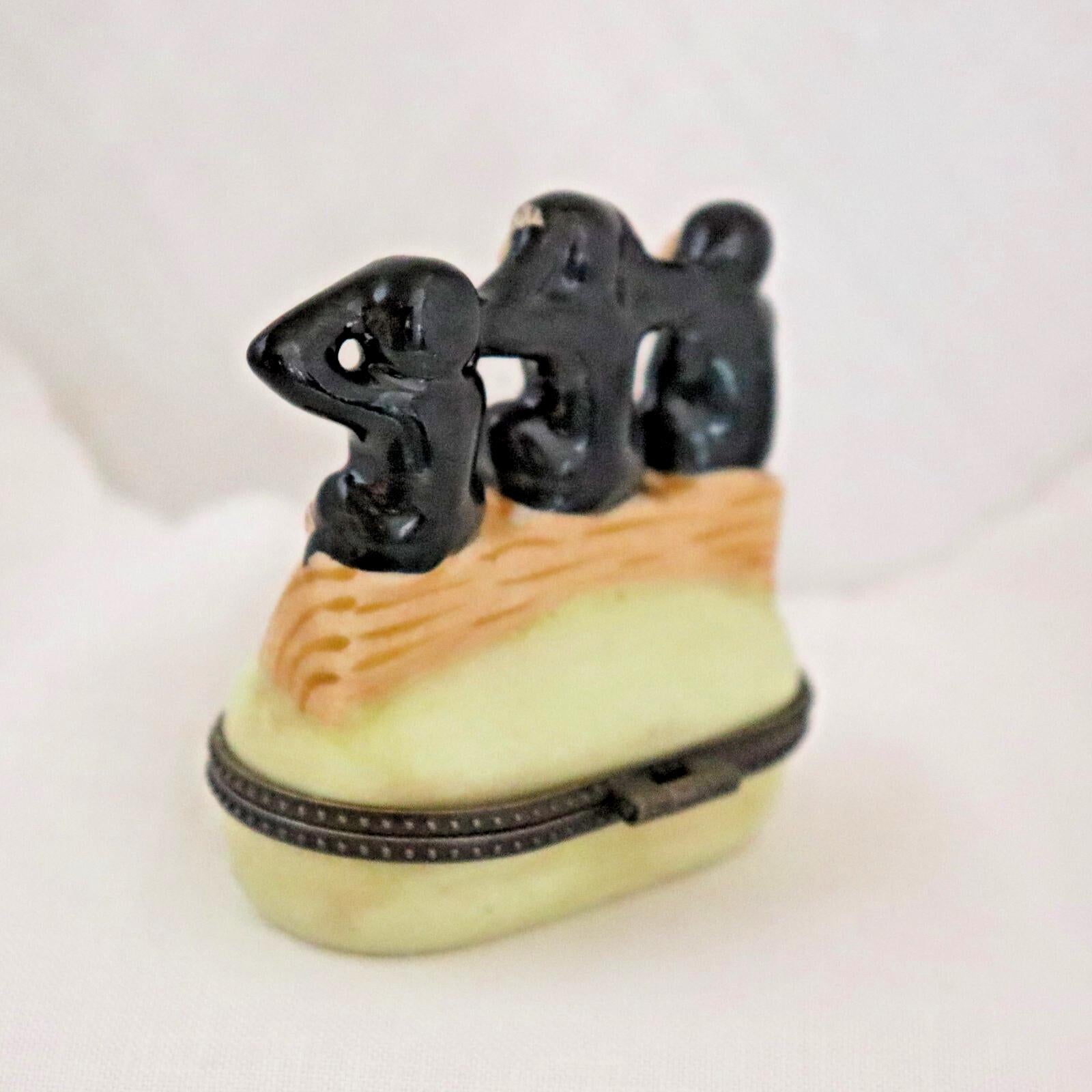 Three Wise Monkeys Trinket Box - Colorful Oval Porcelain