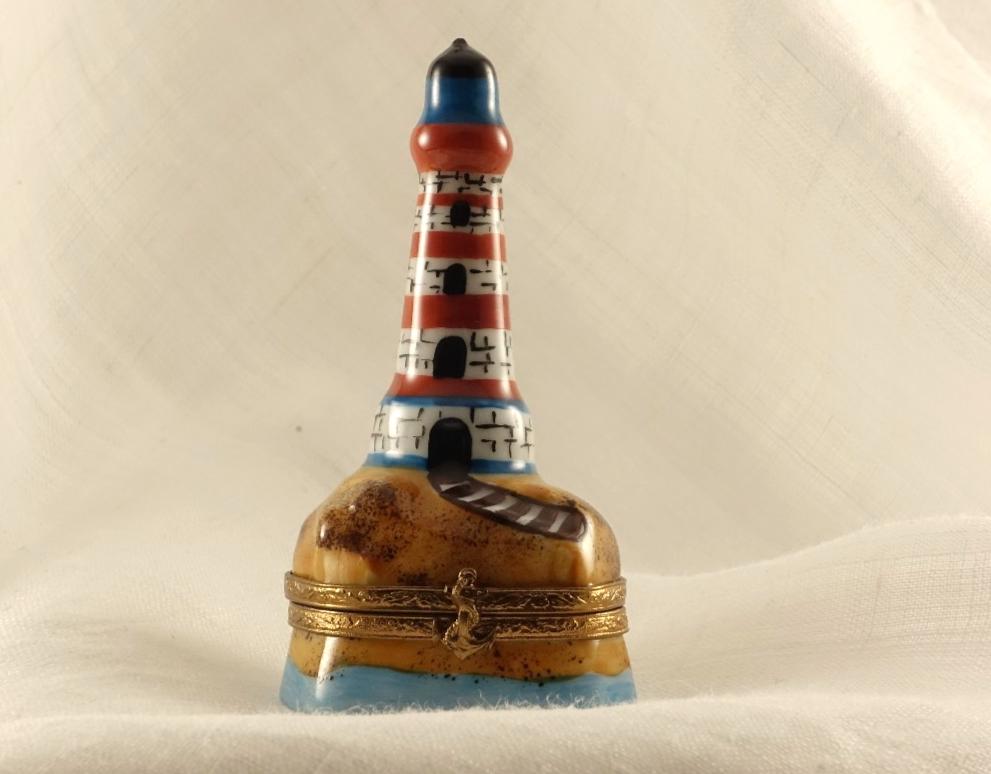 Limoges France Nautical Trinket Box | Lighthouse Seaside Keepsake