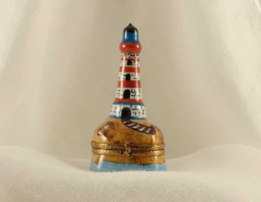 Limoges France Nautical Trinket Box | Lighthouse Seaside Keepsake